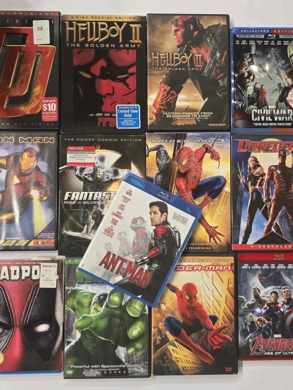Marvel DC Superhero Movie Lot 13 DVDs Blu-rays Spider-Man Iron Man Avengers Set